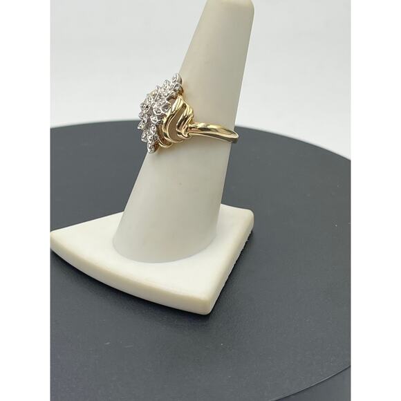 10K Yellow Gold Diamond Cluster Designer Estate 3.6g Vintage Style Ring Sz 7.25 - Picture 3 of 10